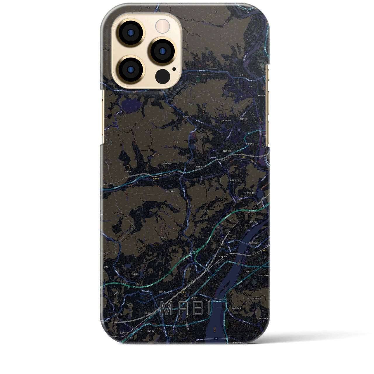 【真備(岡山県)】地図柄iPhoneケース(バックカバータイプ)