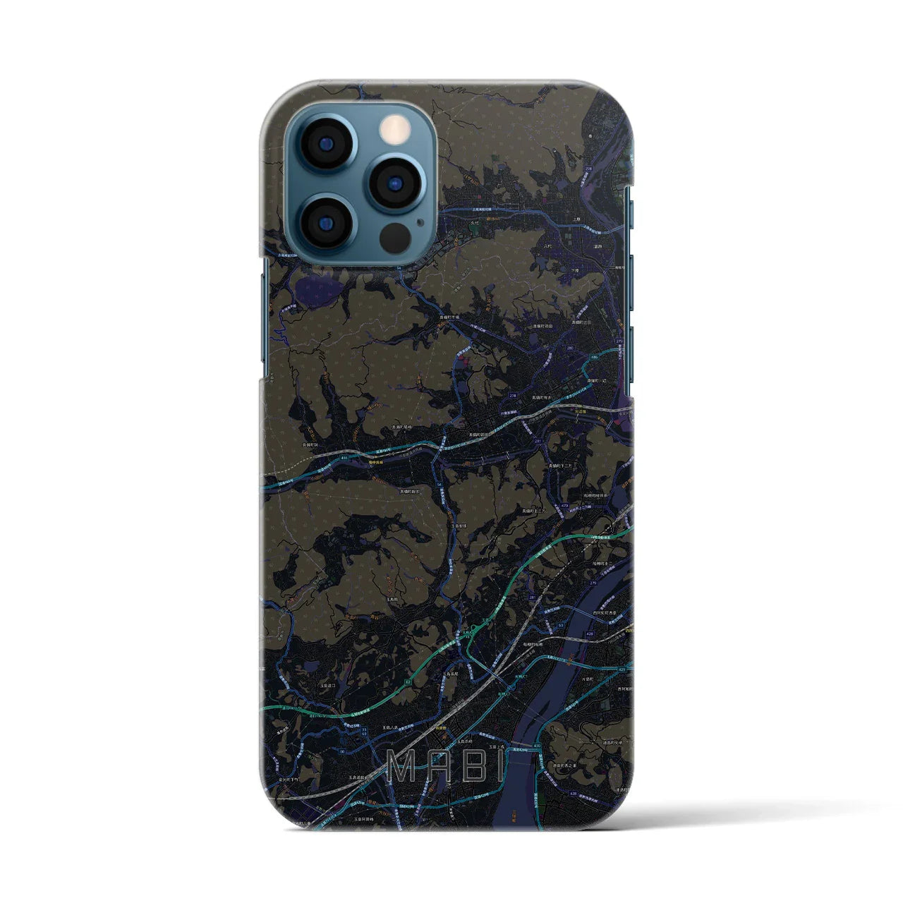 【真備(岡山県)】地図柄iPhoneケース(バックカバータイプ)