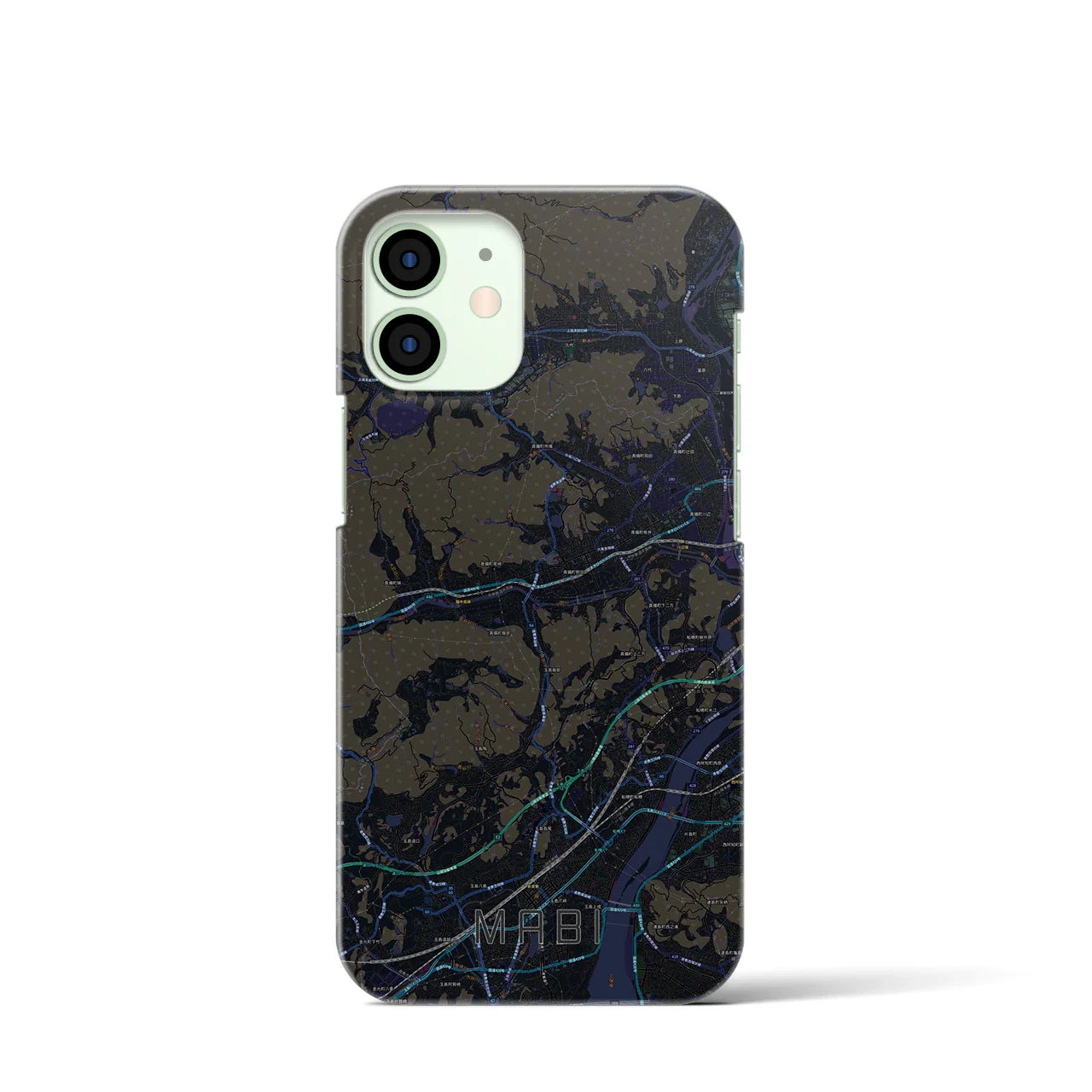 【真備(岡山県)】地図柄iPhoneケース(バックカバータイプ)