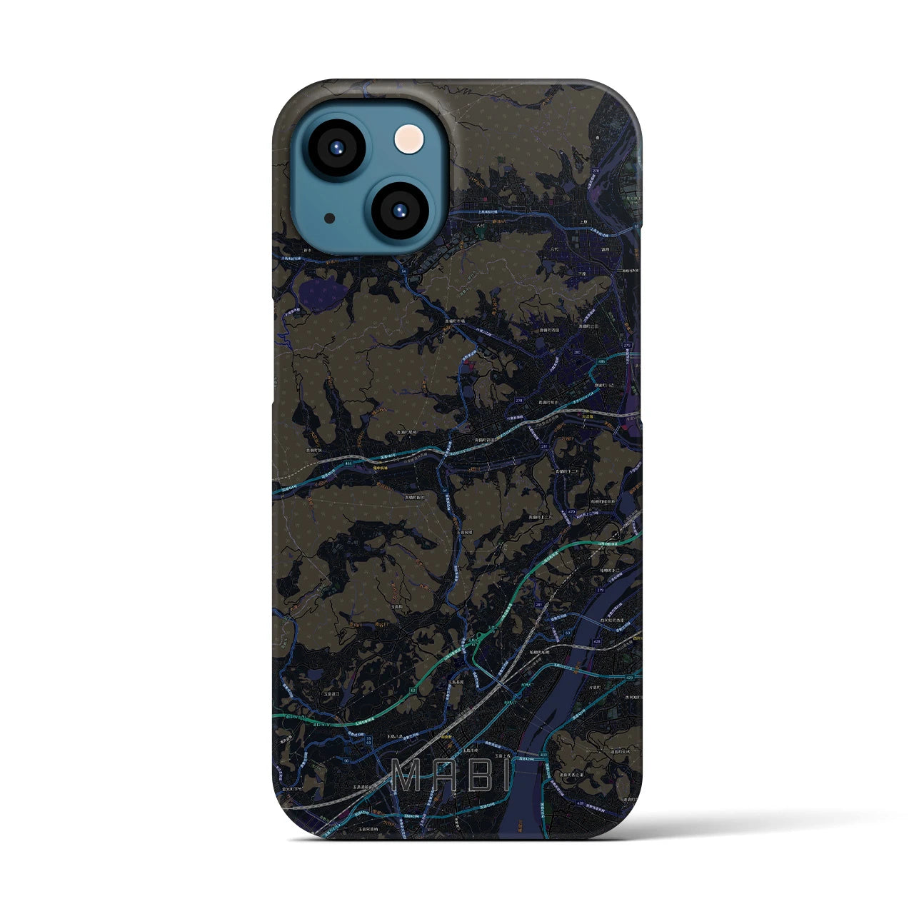 【真備(岡山県)】地図柄iPhoneケース(バックカバータイプ)