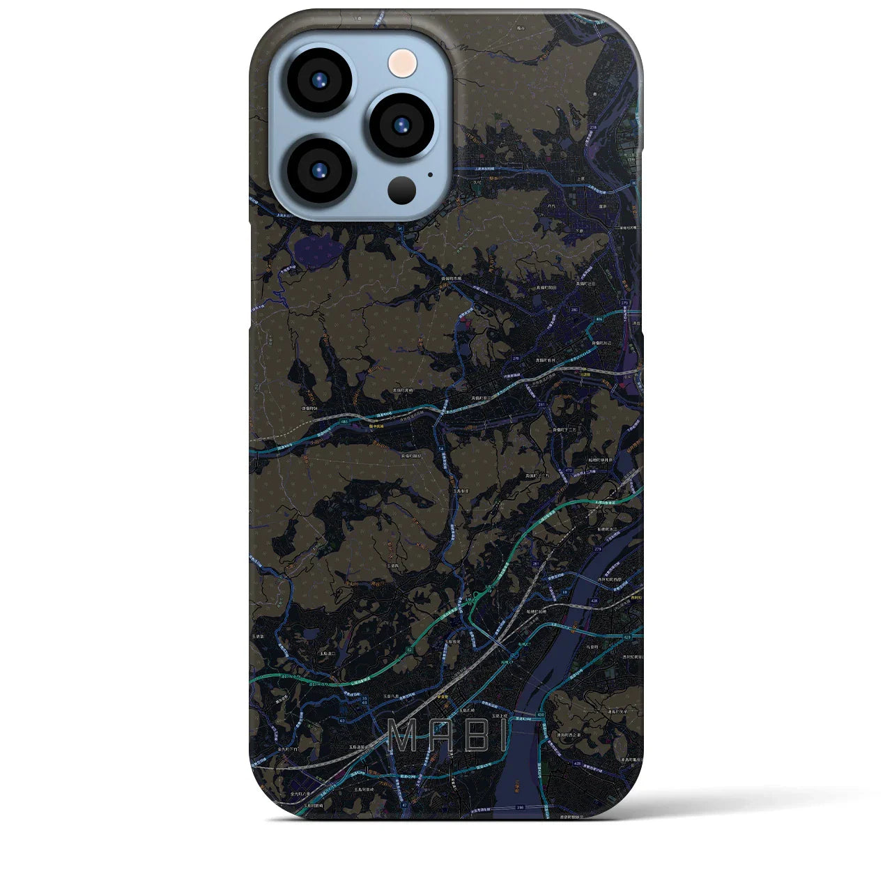 【真備(岡山県)】地図柄iPhoneケース(バックカバータイプ)