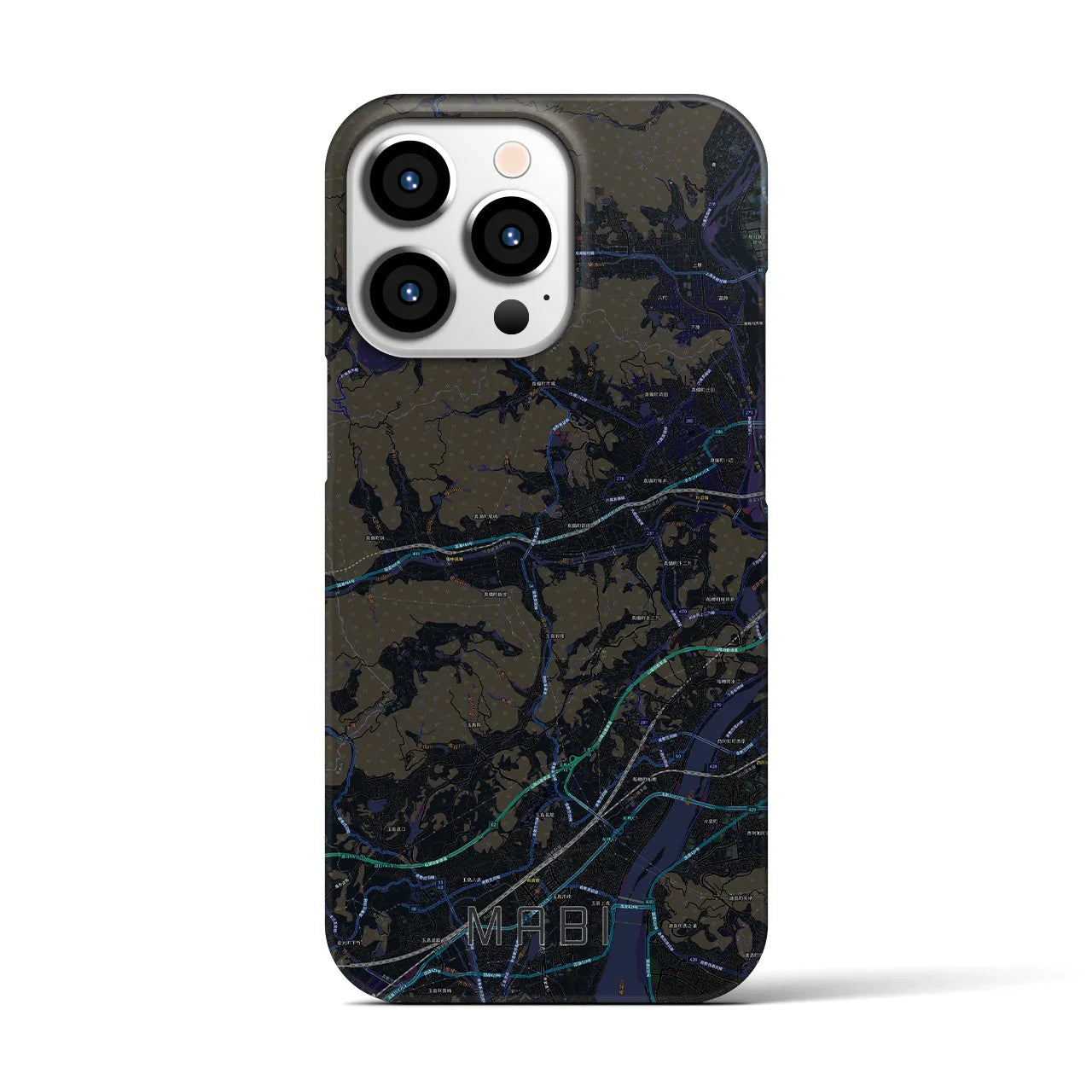 【真備(岡山県)】地図柄iPhoneケース(バックカバータイプ)