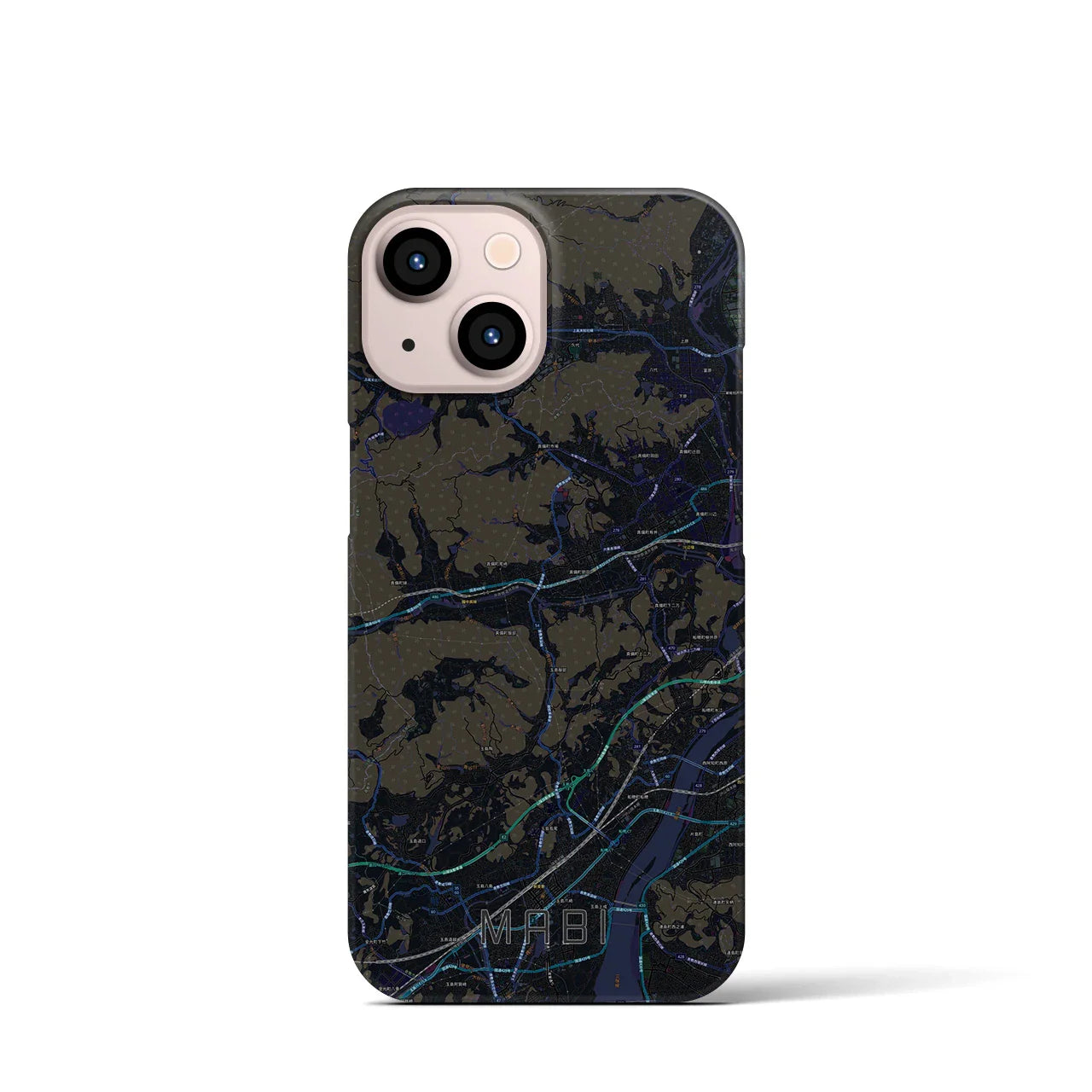 【真備(岡山県)】地図柄iPhoneケース(バックカバータイプ)