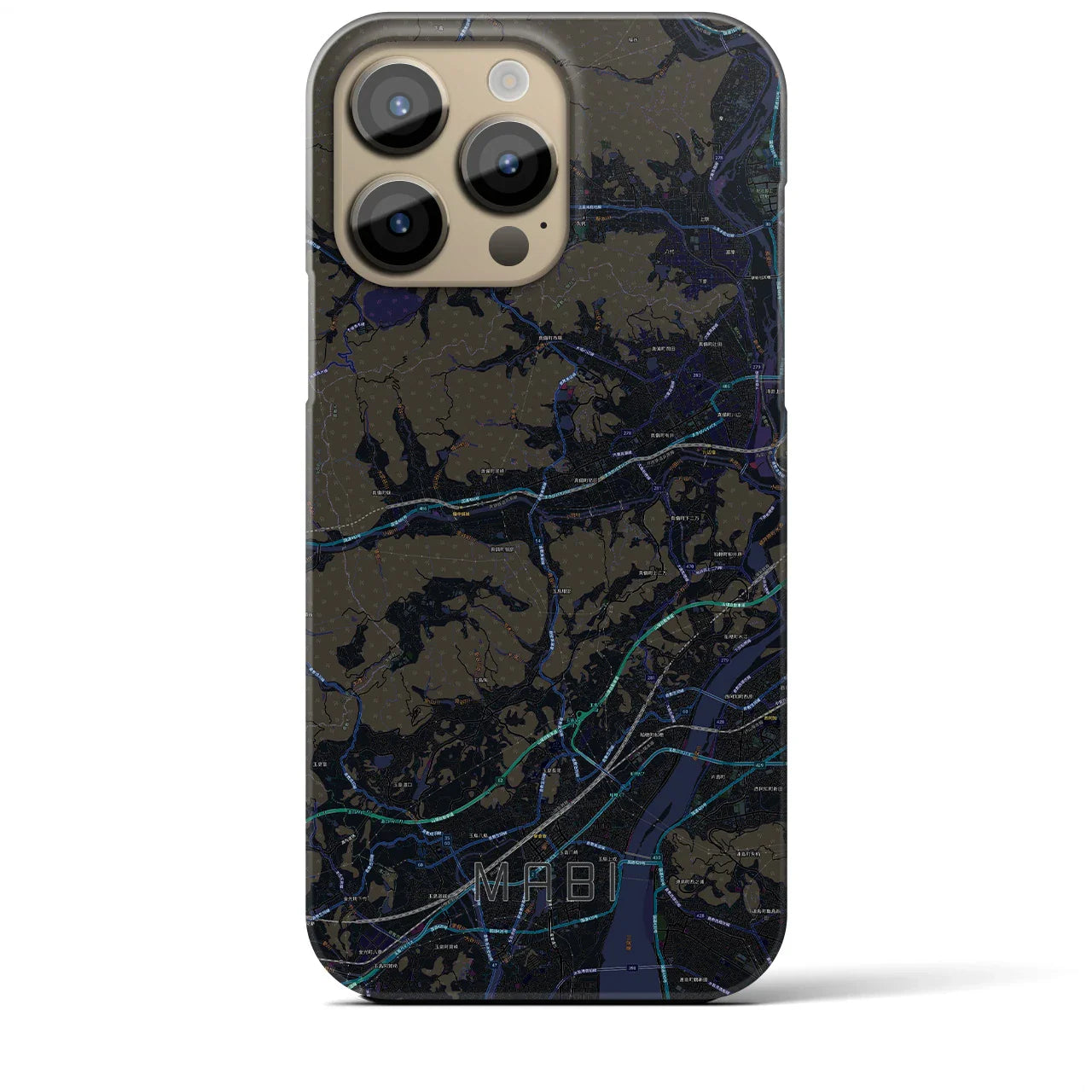 【真備(岡山県)】地図柄iPhoneケース(バックカバータイプ)