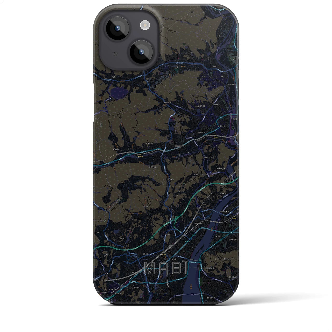 【真備(岡山県)】地図柄iPhoneケース(バックカバータイプ)