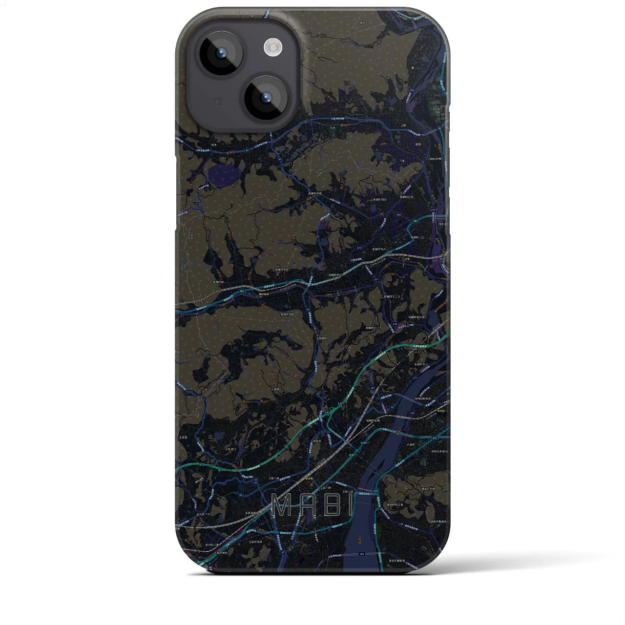 【真備(岡山県)】地図柄iPhoneケース(バックカバータイプ)