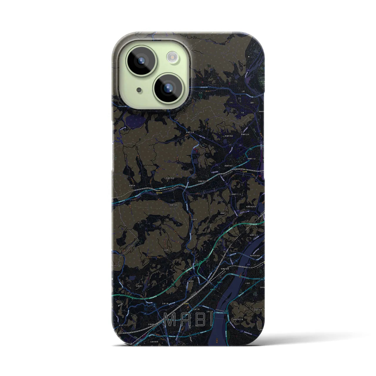 【真備(岡山県)】地図柄iPhoneケース(バックカバータイプ)