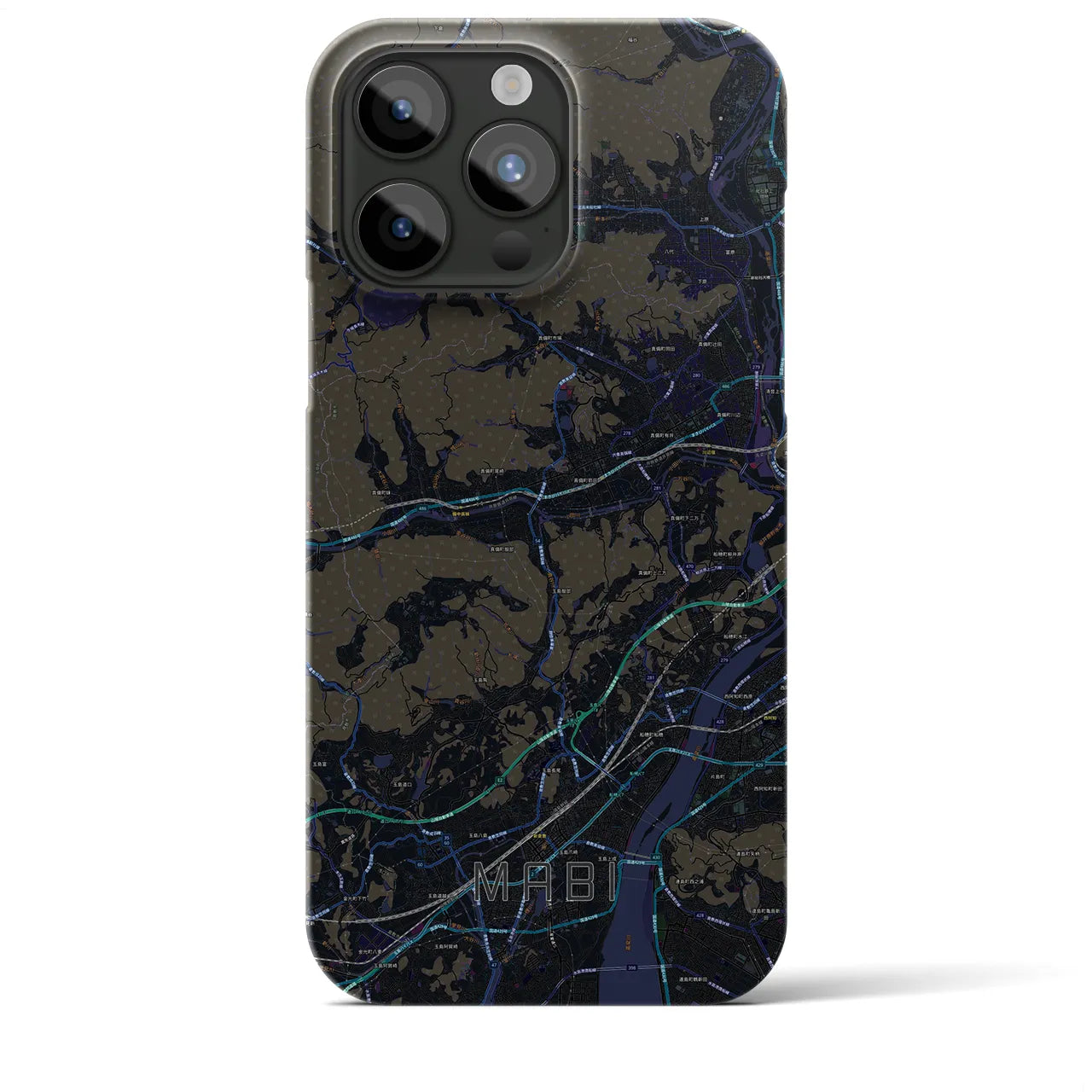 【真備(岡山県)】地図柄iPhoneケース(バックカバータイプ)