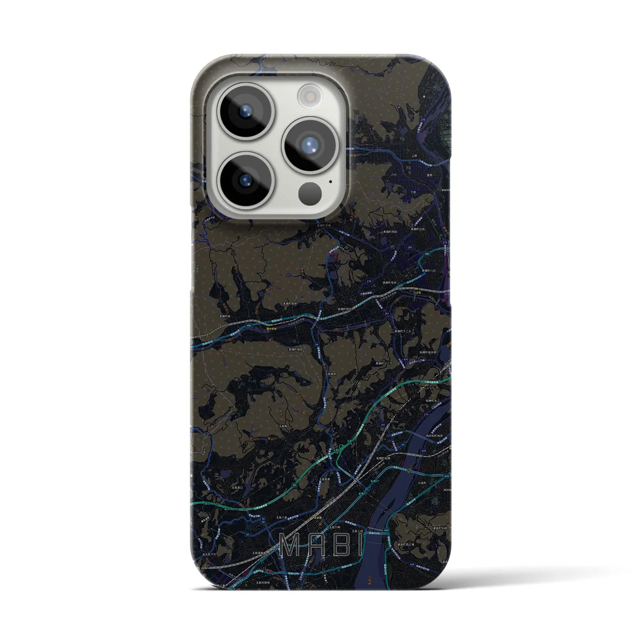【真備(岡山県)】地図柄iPhoneケース(バックカバータイプ)
