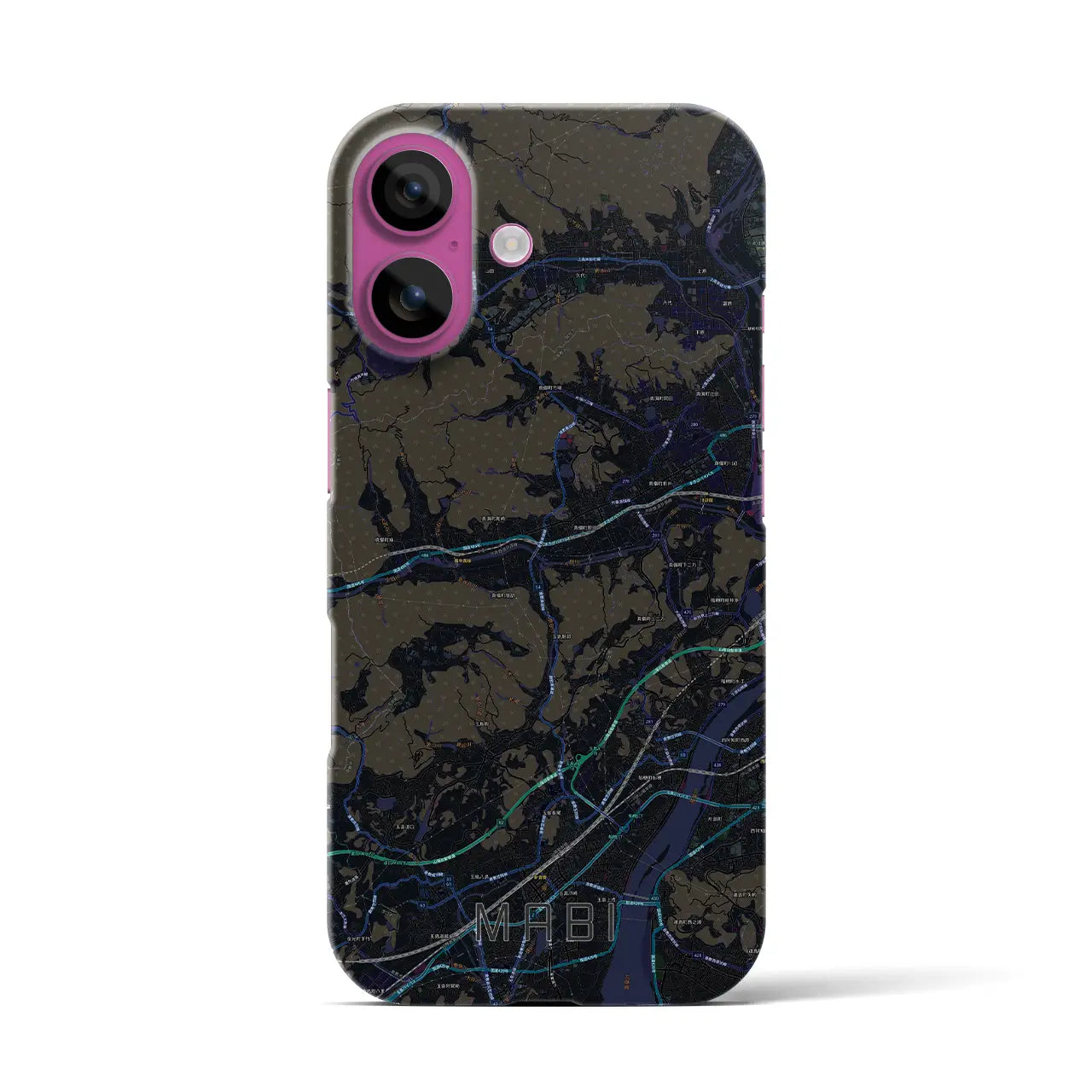 【真備(岡山県)】地図柄iPhoneケース(バックカバータイプ)
