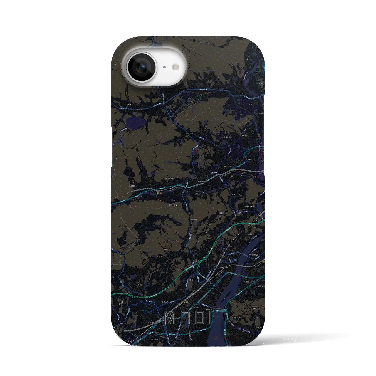 【真備(岡山県)】地図柄iPhoneケース(バックカバータイプ)