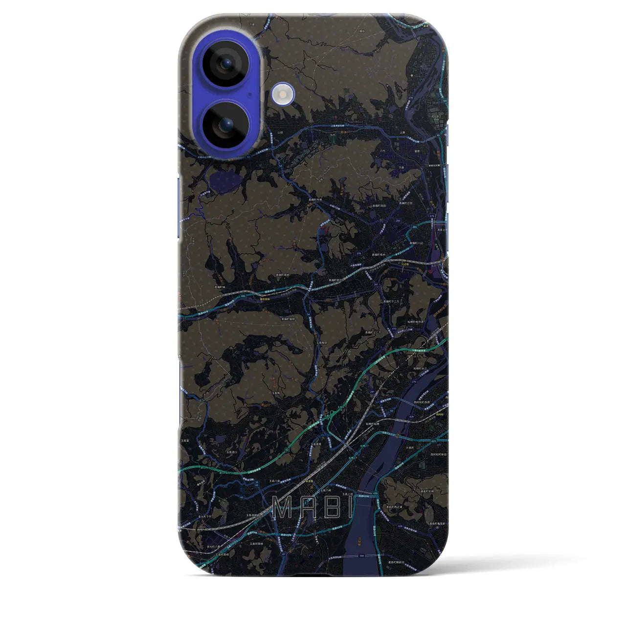 【真備(岡山県)】地図柄iPhoneケース(バックカバータイプ)