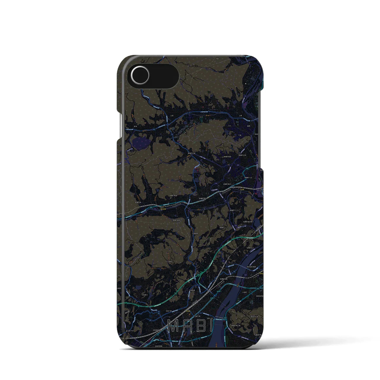 【真備(岡山県)】地図柄iPhoneケース(バックカバータイプ)