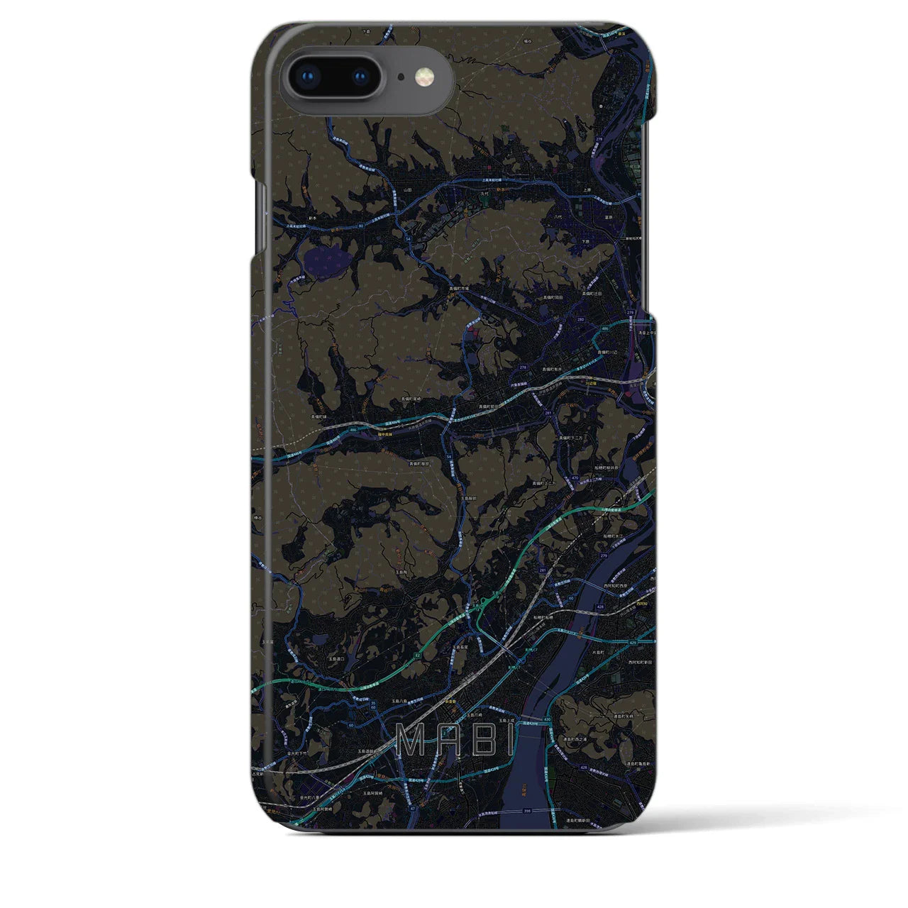 【真備(岡山県)】地図柄iPhoneケース(バックカバータイプ)
