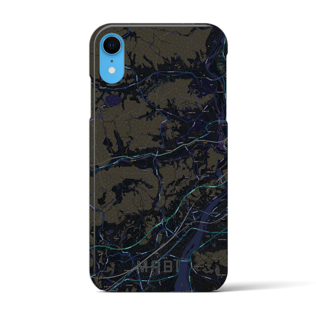 【真備(岡山県)】地図柄iPhoneケース(バックカバータイプ)