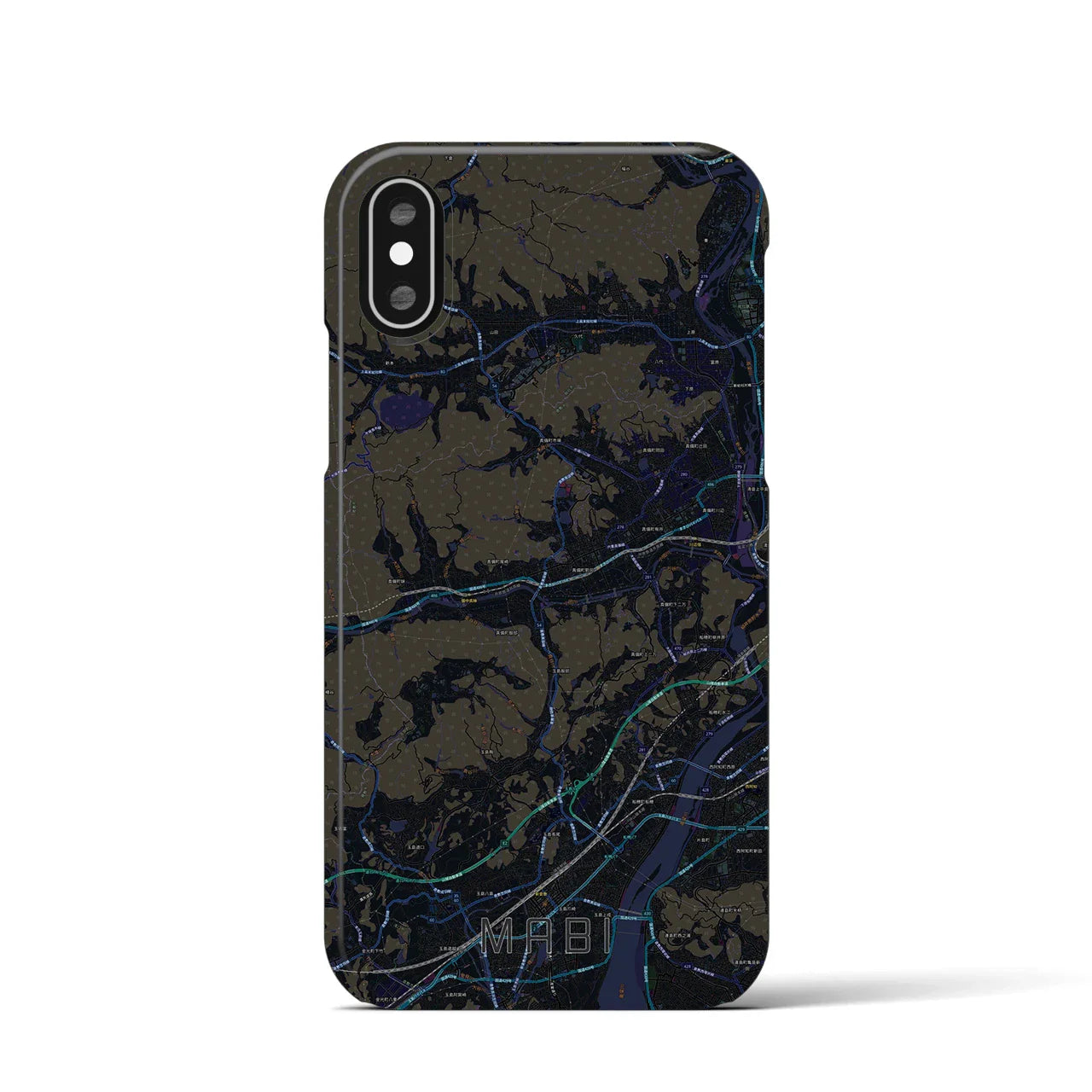 【真備(岡山県)】地図柄iPhoneケース(バックカバータイプ)