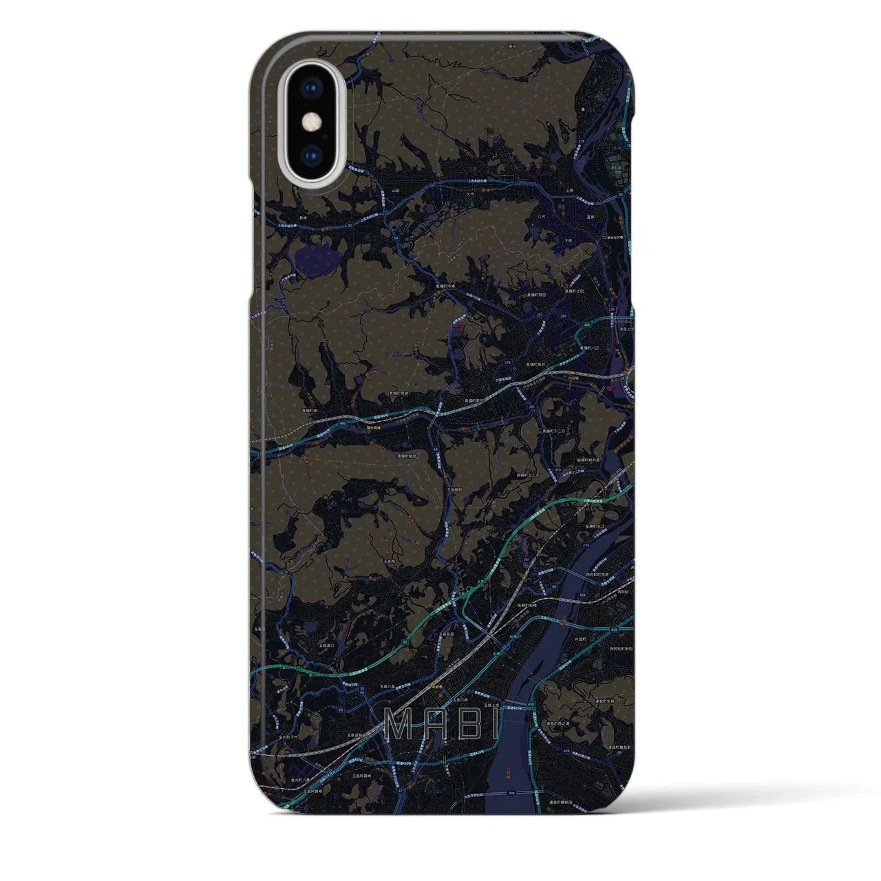 【真備(岡山県)】地図柄iPhoneケース(バックカバータイプ)