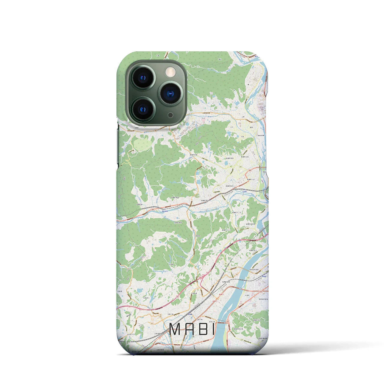 【真備(岡山県)】地図柄iPhoneケース(バックカバータイプ)