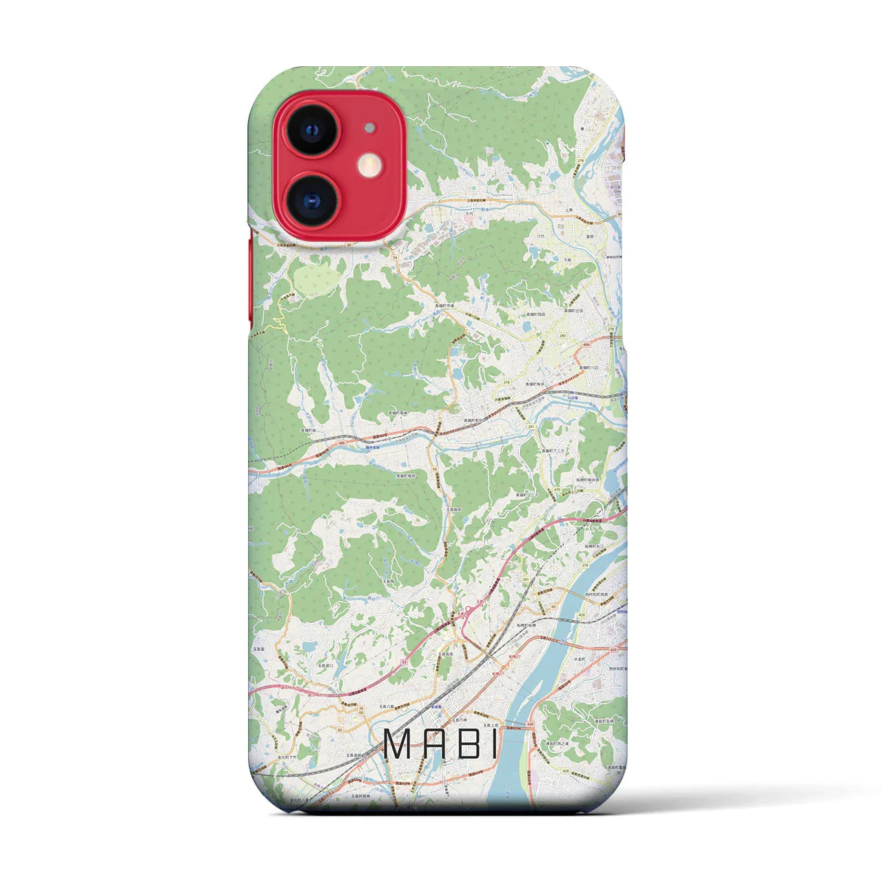 【真備(岡山県)】地図柄iPhoneケース(バックカバータイプ)