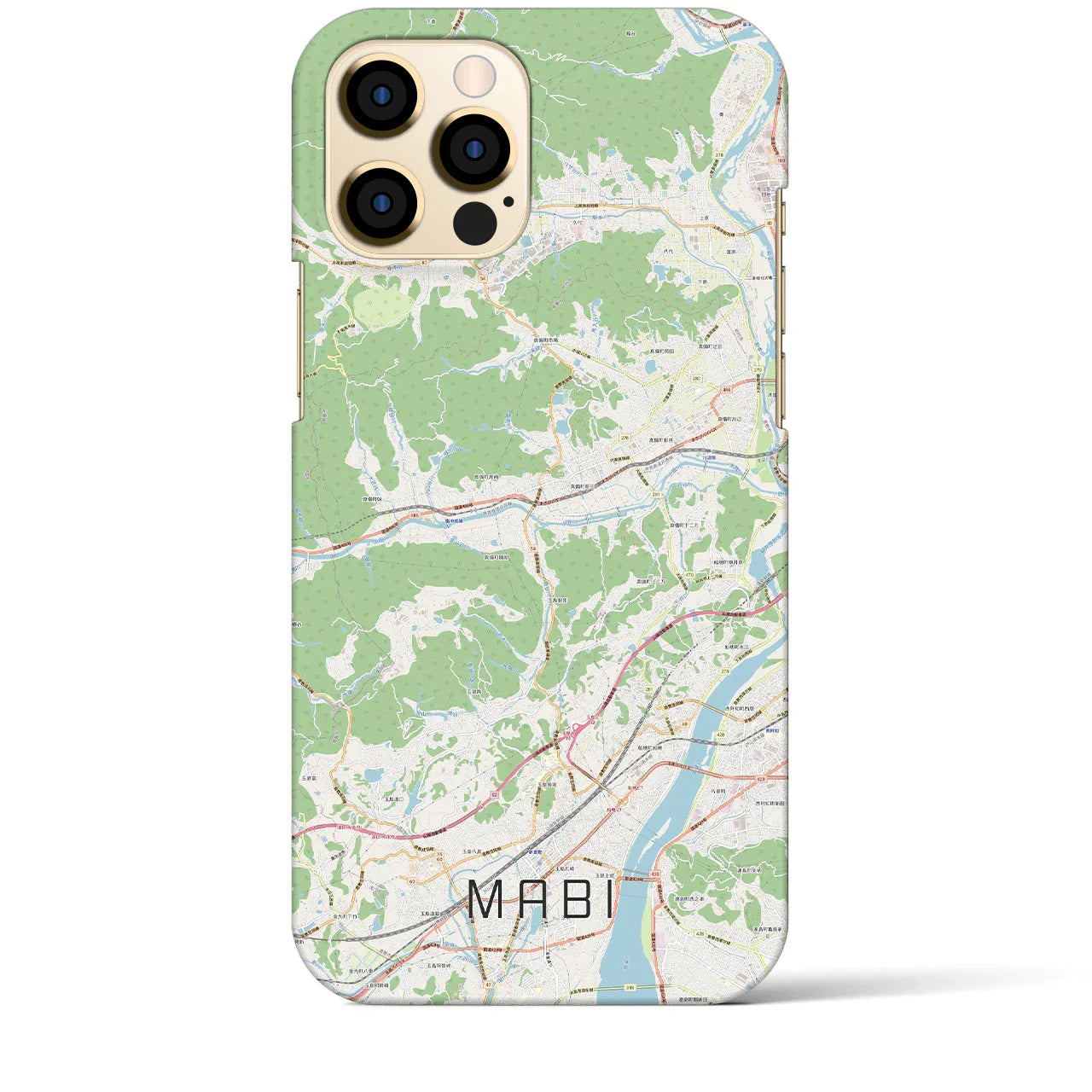 【真備(岡山県)】地図柄iPhoneケース(バックカバータイプ)