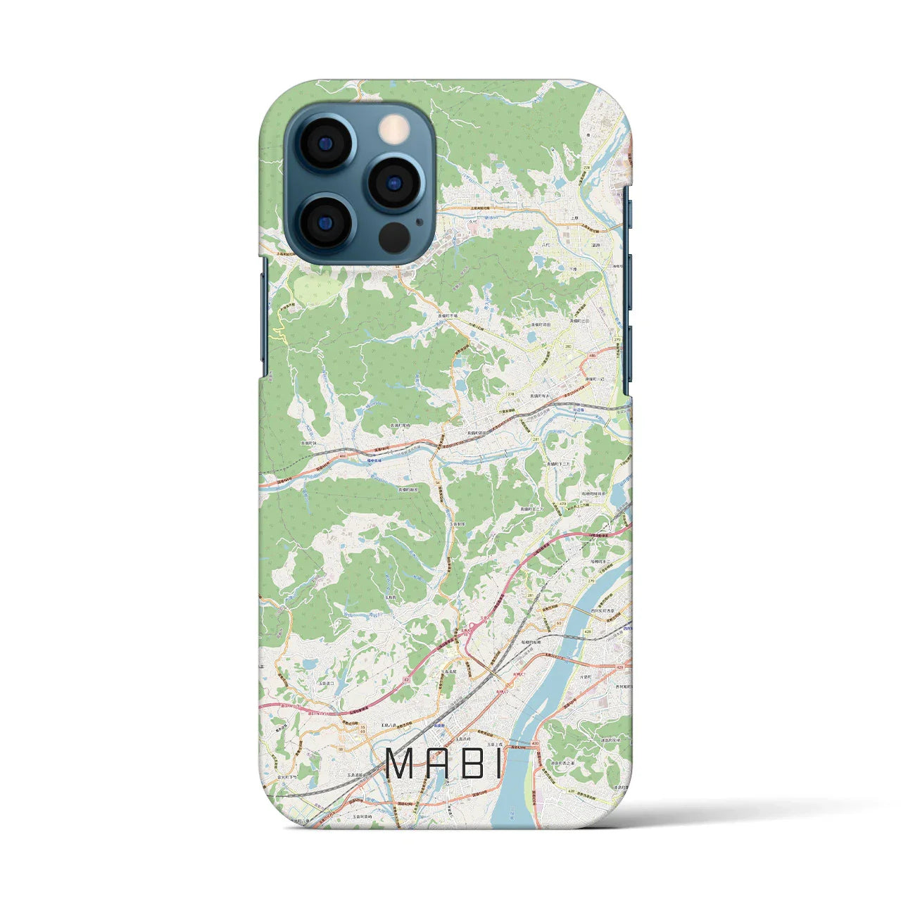 【真備(岡山県)】地図柄iPhoneケース(バックカバータイプ)