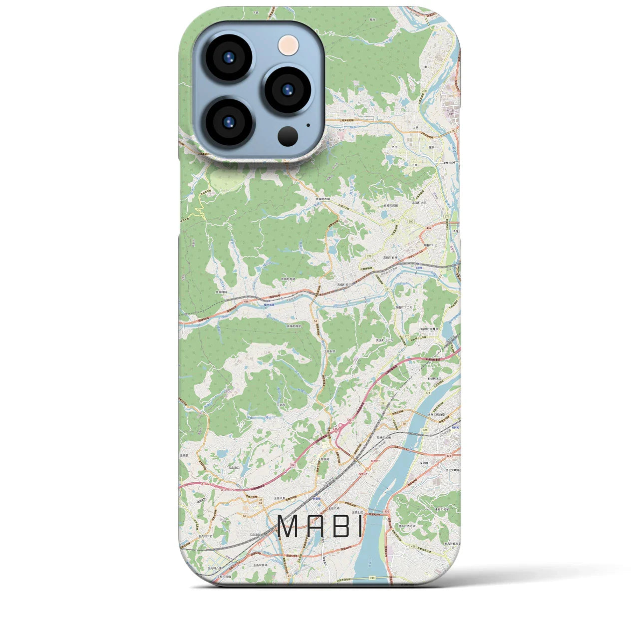 【真備(岡山県)】地図柄iPhoneケース(バックカバータイプ)