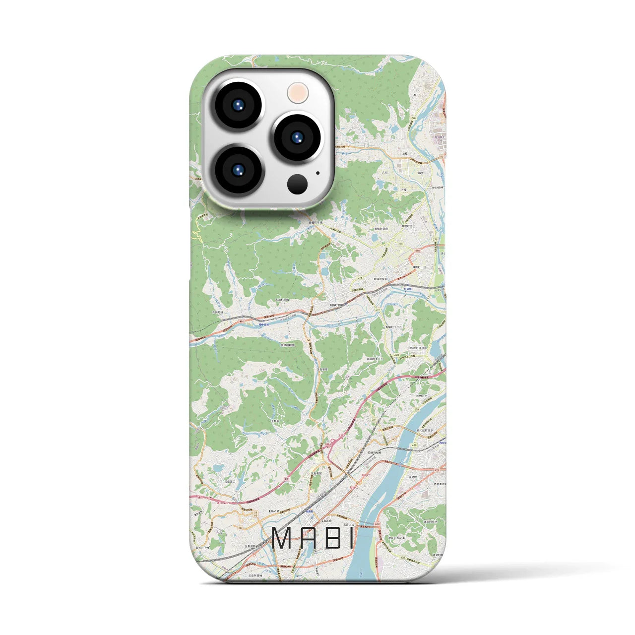 【真備(岡山県)】地図柄iPhoneケース(バックカバータイプ)