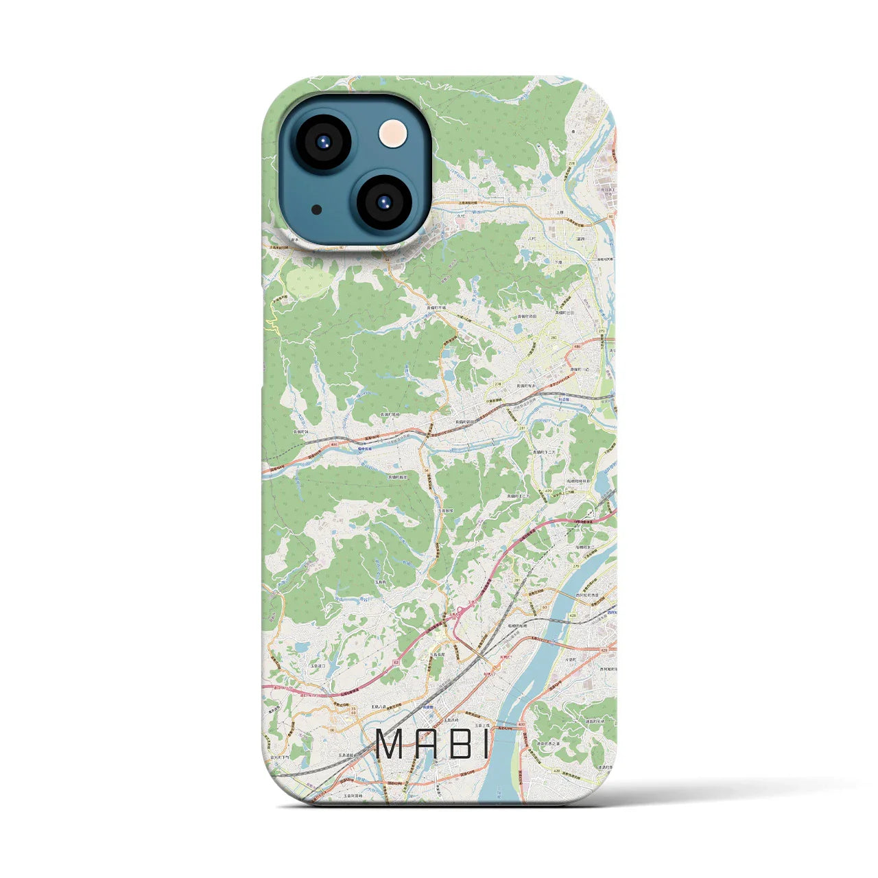 【真備(岡山県)】地図柄iPhoneケース(バックカバータイプ)
