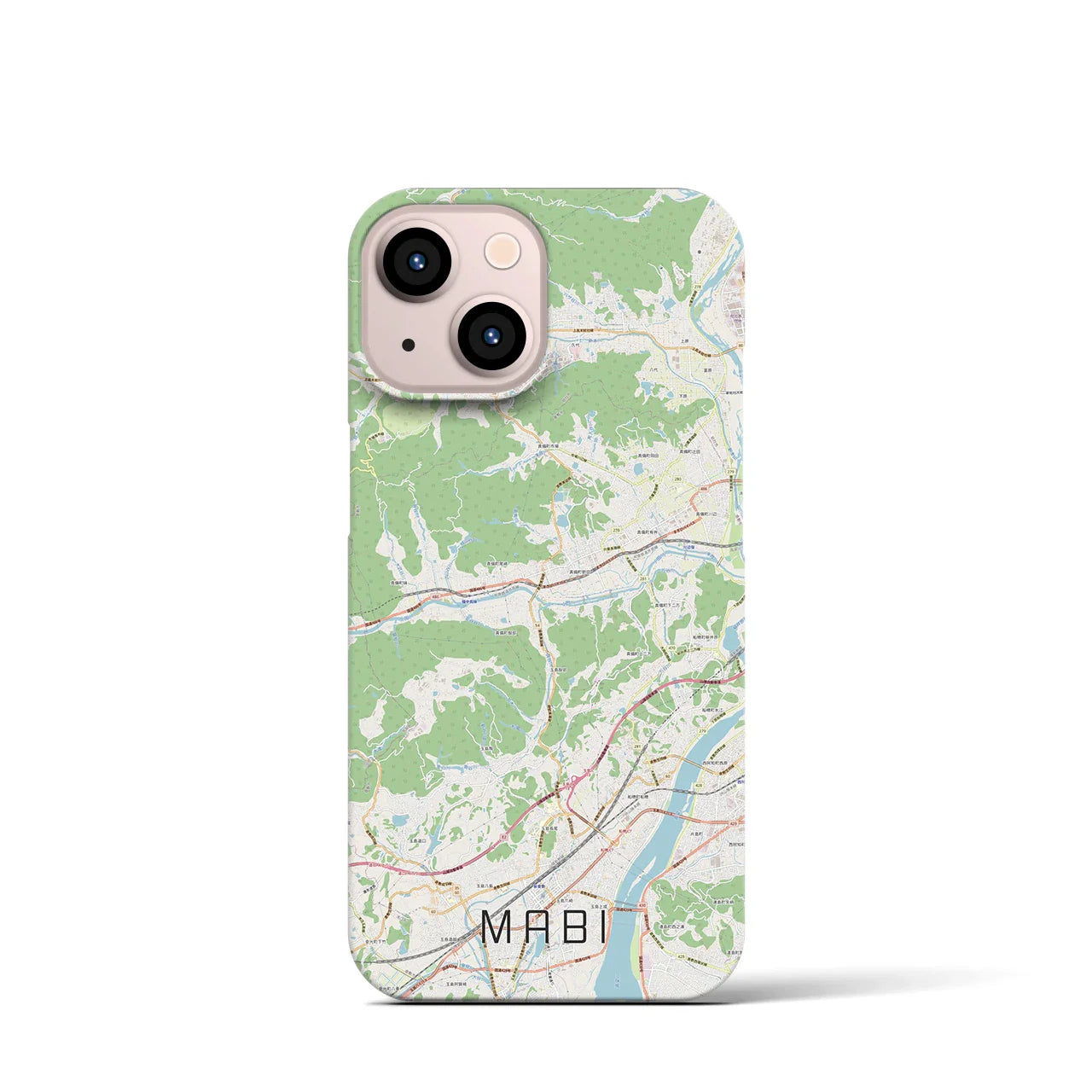 【真備(岡山県)】地図柄iPhoneケース(バックカバータイプ)