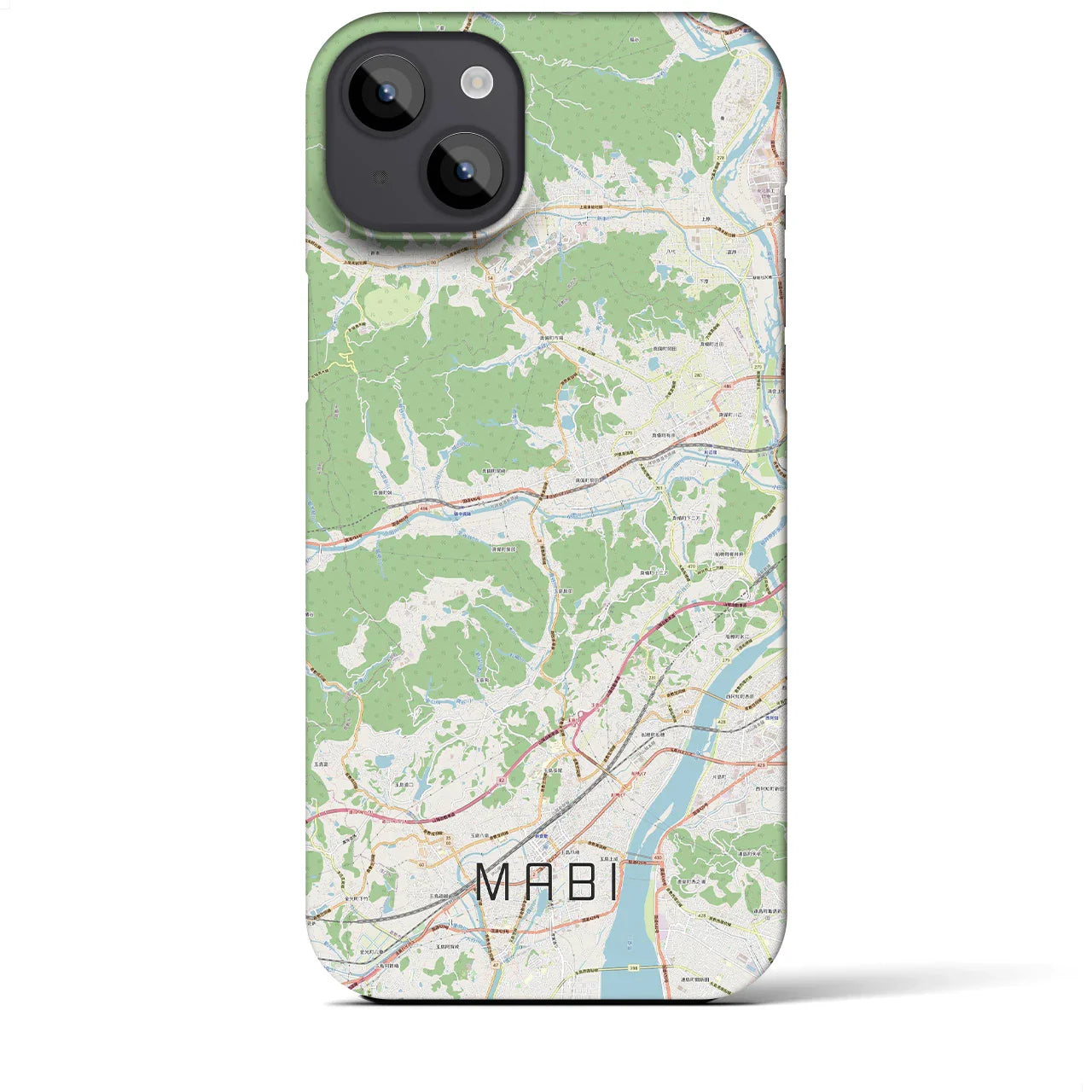 【真備(岡山県)】地図柄iPhoneケース(バックカバータイプ)