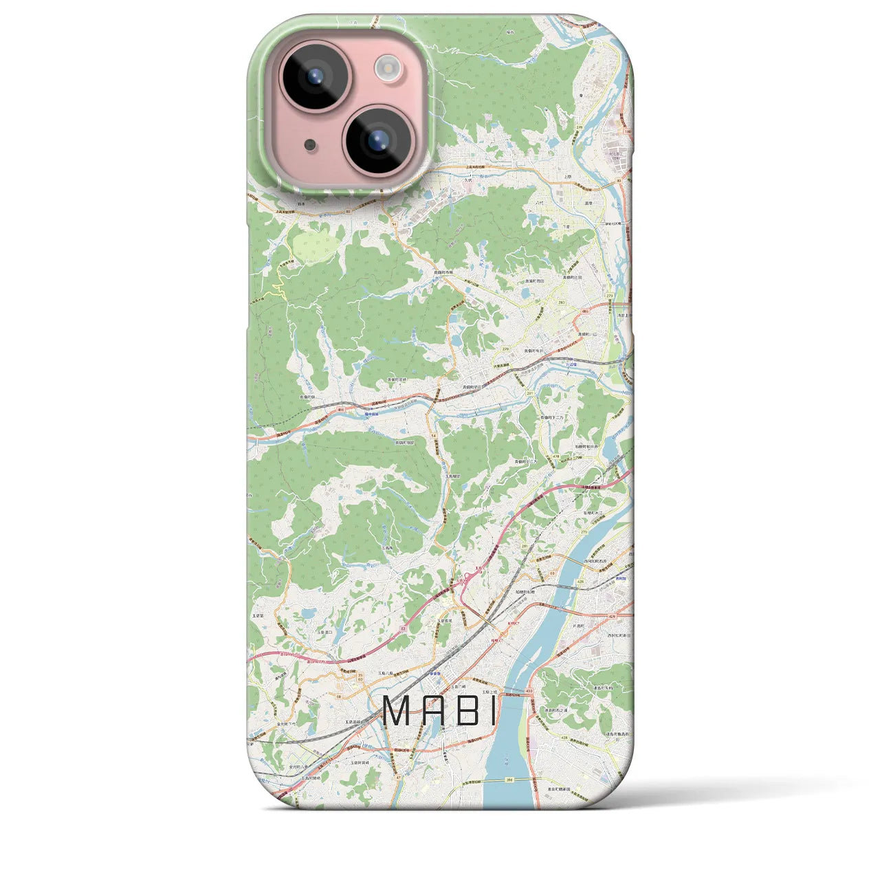 【真備(岡山県)】地図柄iPhoneケース(バックカバータイプ)