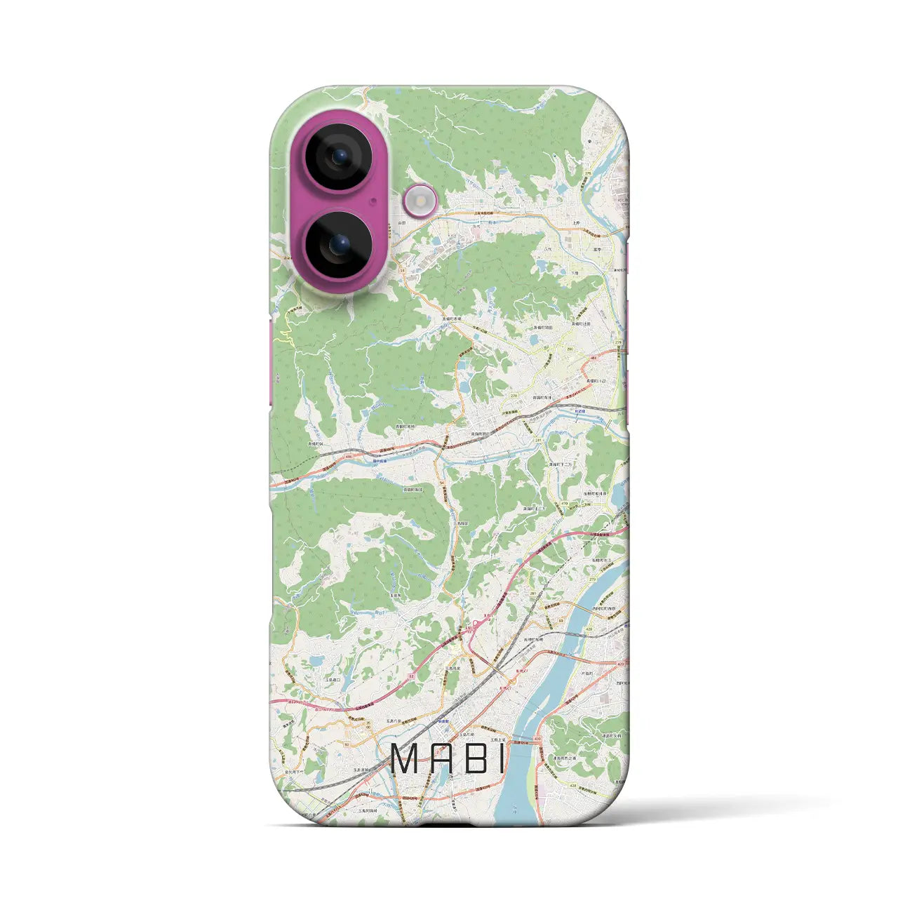 【真備(岡山県)】地図柄iPhoneケース(バックカバータイプ)