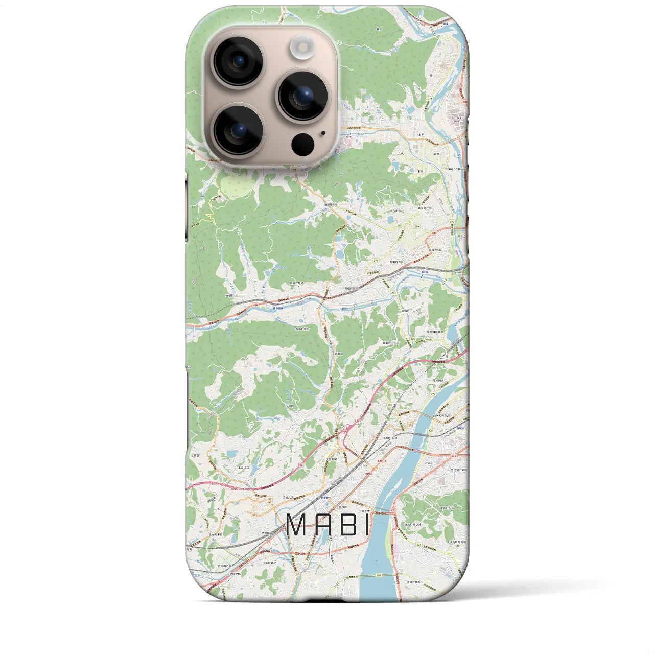 【真備(岡山県)】地図柄iPhoneケース(バックカバータイプ)