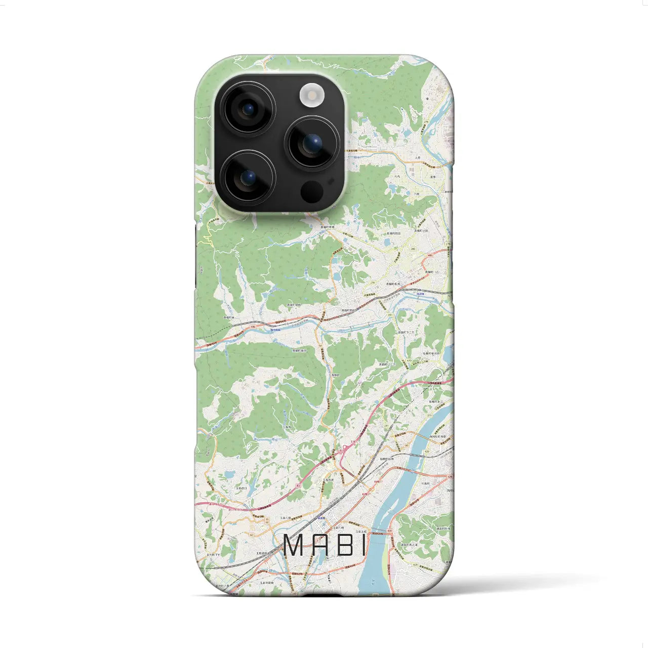 【真備(岡山県)】地図柄iPhoneケース(バックカバータイプ)