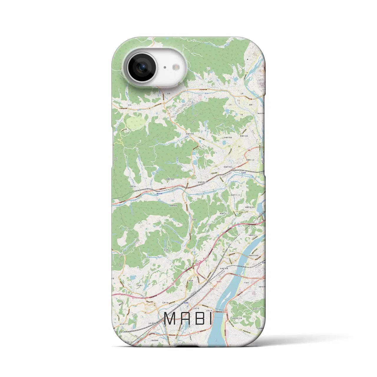 【真備(岡山県)】地図柄iPhoneケース(バックカバータイプ)