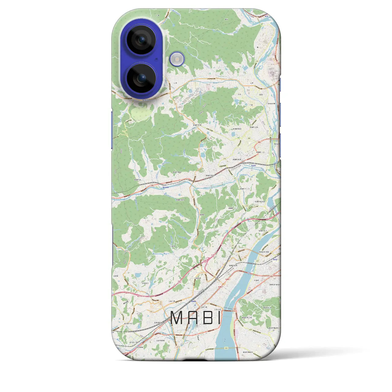 【真備(岡山県)】地図柄iPhoneケース(バックカバータイプ)ナチュラル・iPhone 16 Pro Max 用