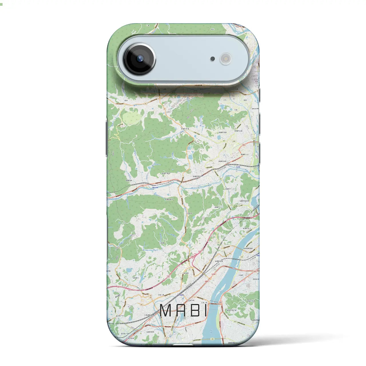 【真備(岡山県)】地図柄iPhoneケース(バックカバータイプ)