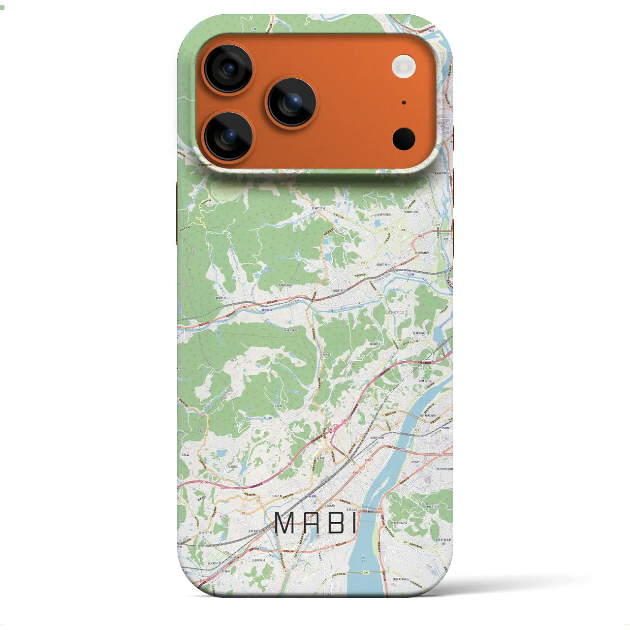 【真備(岡山県)】地図柄iPhoneケース(バックカバータイプ)