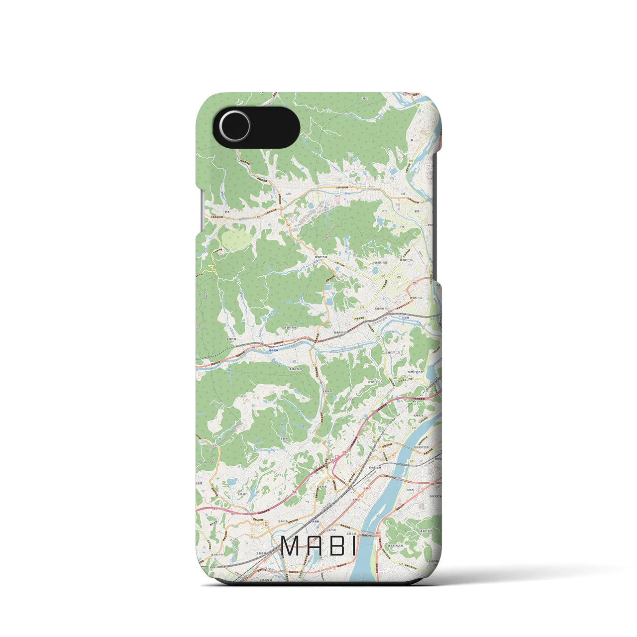 【真備(岡山県)】地図柄iPhoneケース(バックカバータイプ)