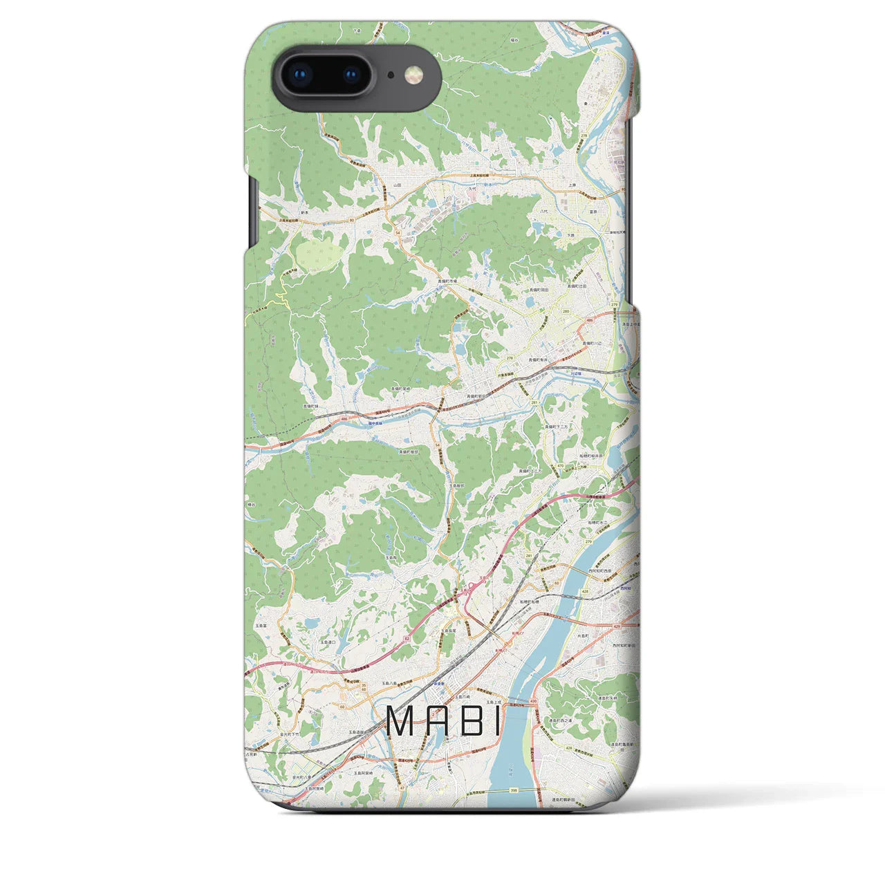 【真備(岡山県)】地図柄iPhoneケース(バックカバータイプ)