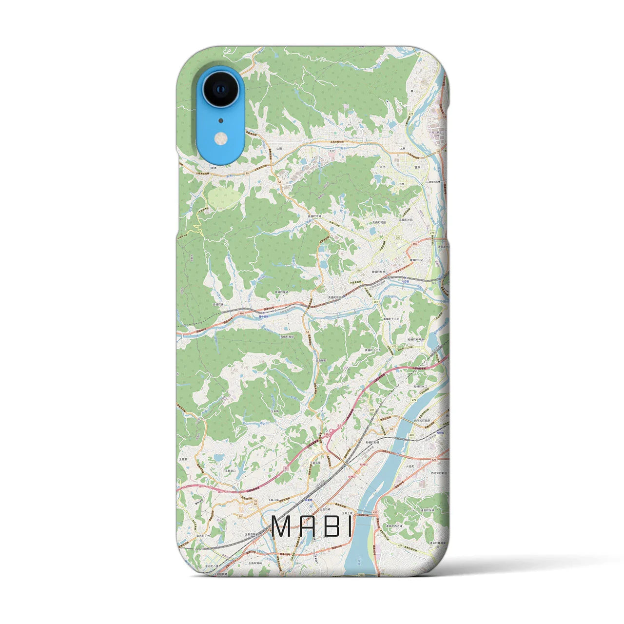 【真備(岡山県)】地図柄iPhoneケース(バックカバータイプ)