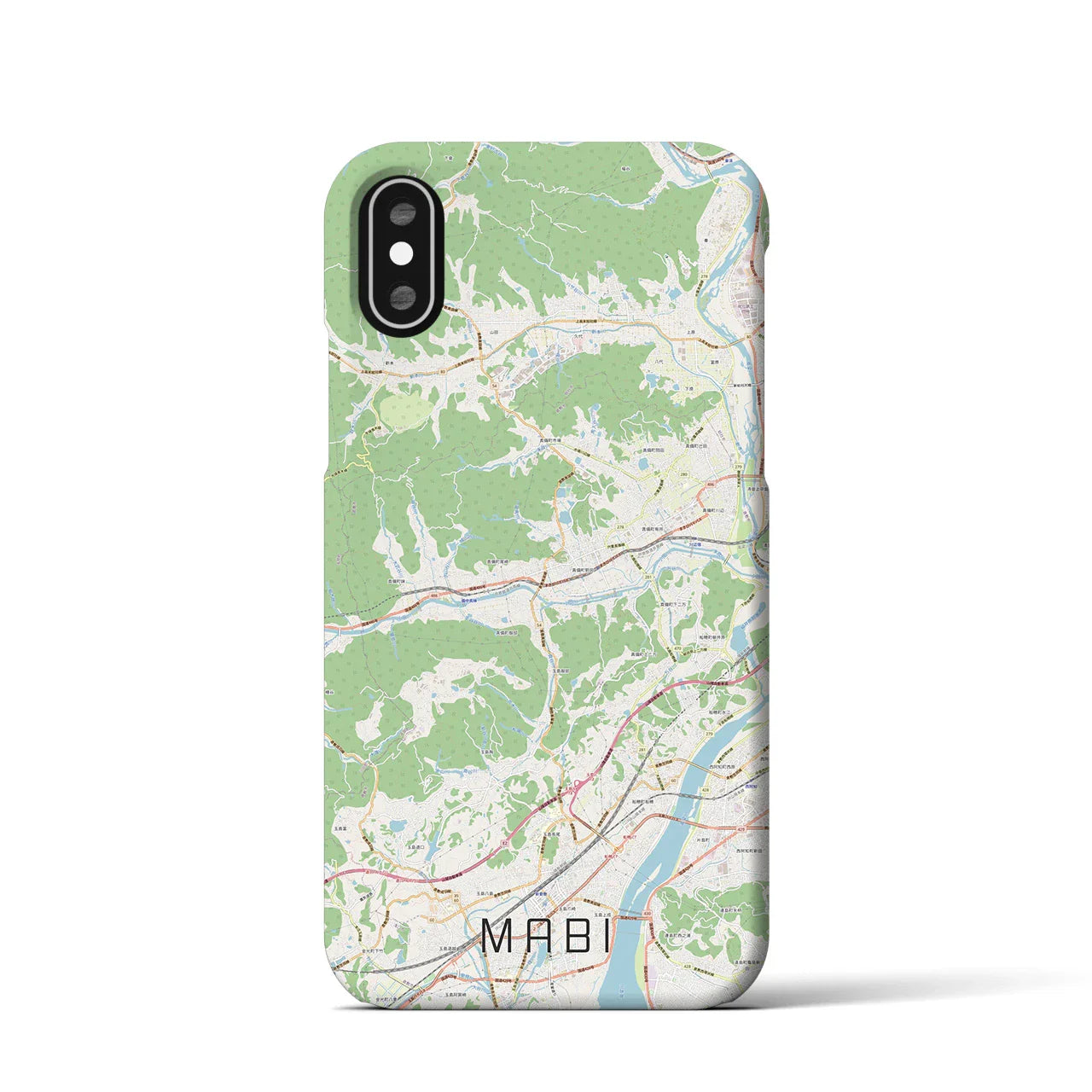 【真備(岡山県)】地図柄iPhoneケース(バックカバータイプ)