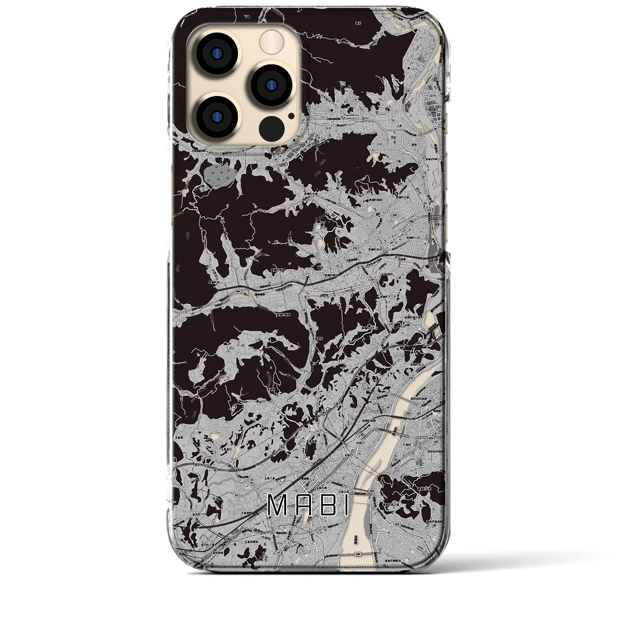 【真備(岡山県)】地図柄iPhoneケース(クリアタイプ)