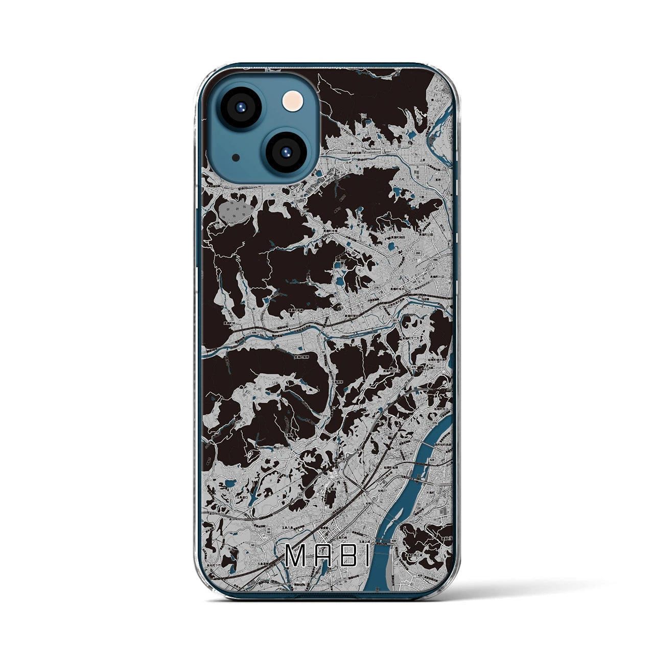 【真備(岡山県)】地図柄iPhoneケース(クリアタイプ)