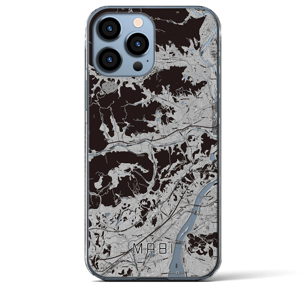 【真備(岡山県)】地図柄iPhoneケース(クリアタイプ)