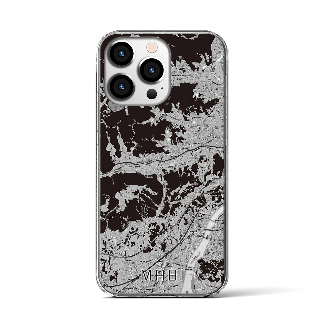 【真備(岡山県)】地図柄iPhoneケース(クリアタイプ)