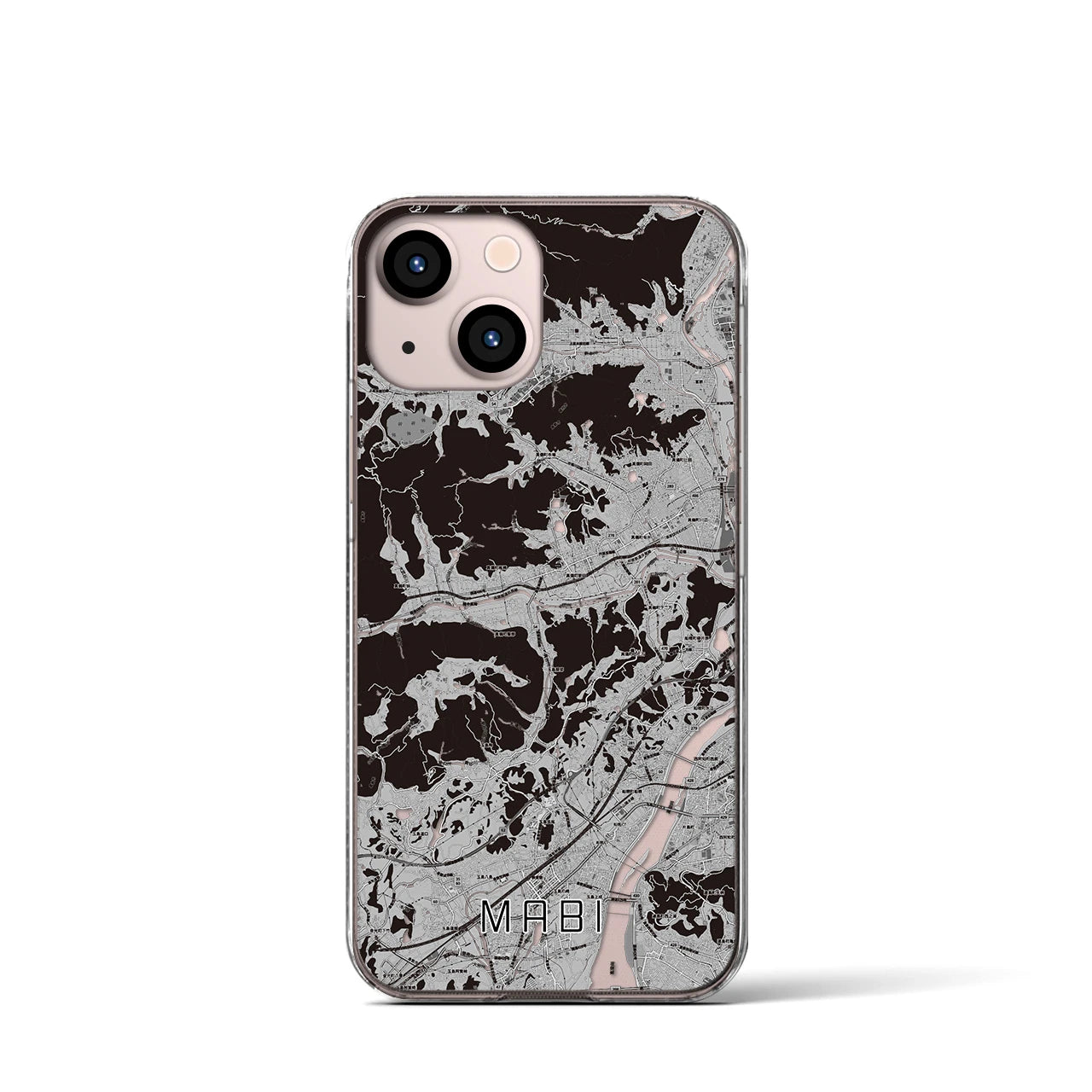 【真備(岡山県)】地図柄iPhoneケース(クリアタイプ)