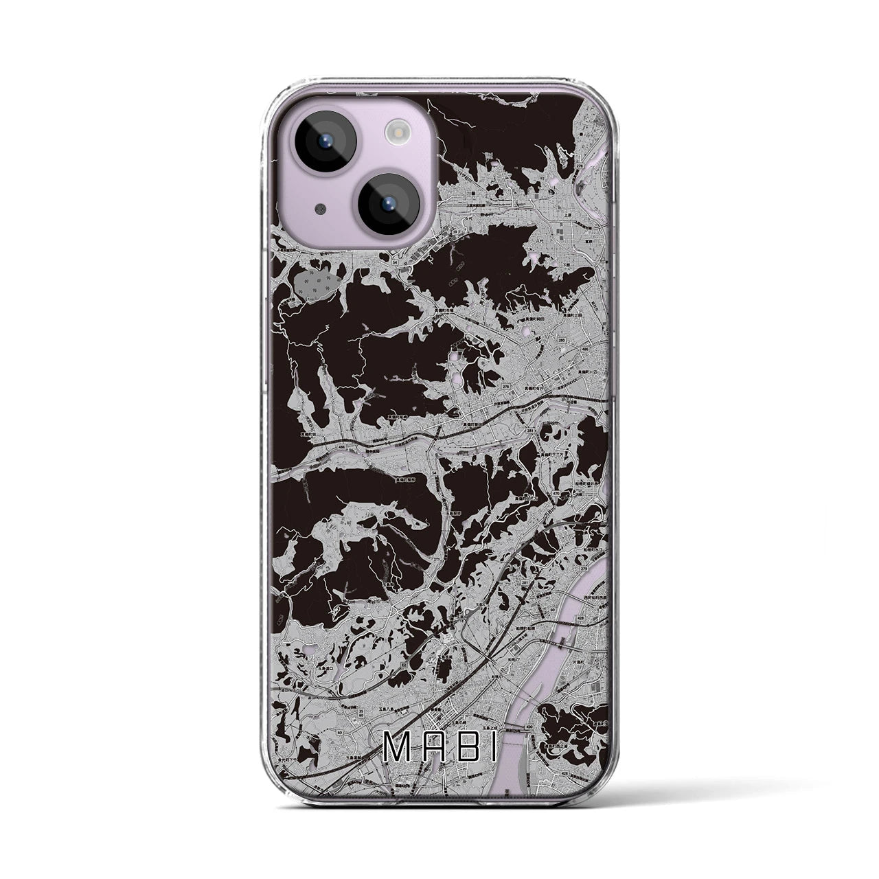 【真備(岡山県)】地図柄iPhoneケース(クリアタイプ)