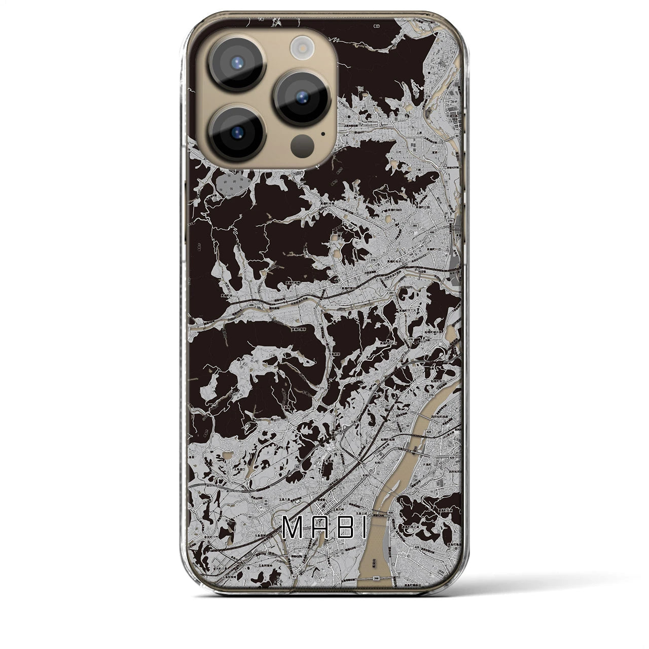 【真備(岡山県)】地図柄iPhoneケース(クリアタイプ)