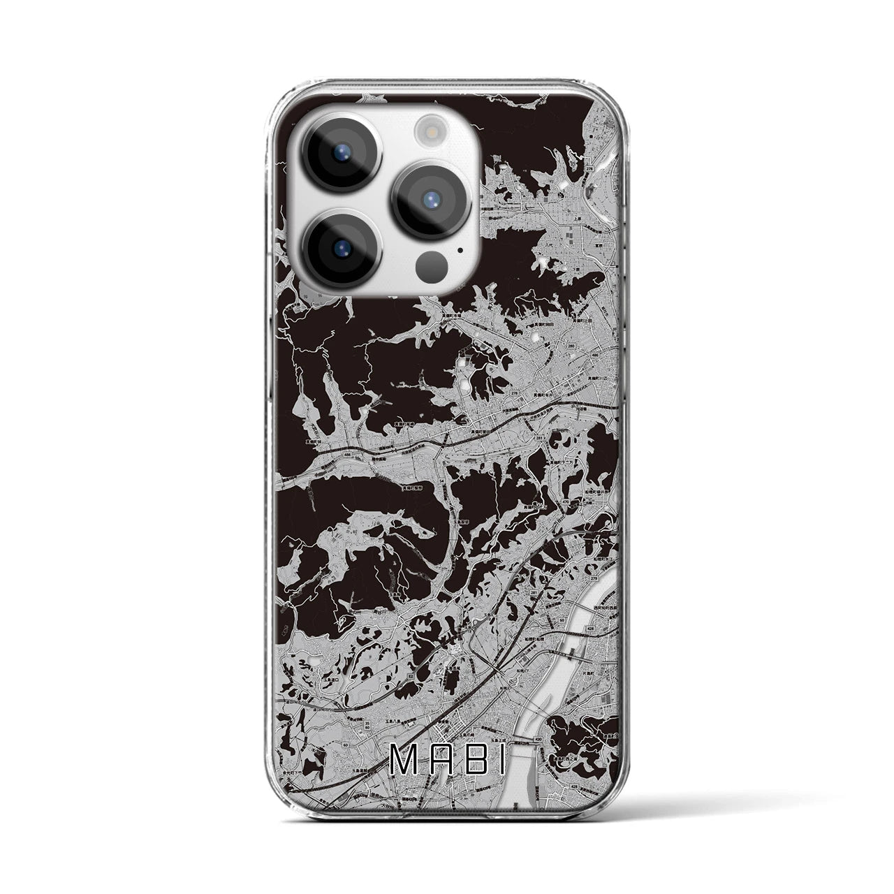 【真備(岡山県)】地図柄iPhoneケース(クリアタイプ)